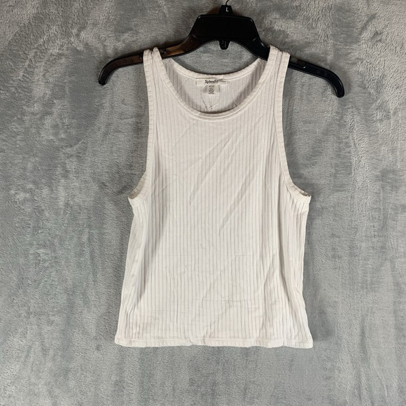 Splendid Women's Tank Top Ribbed White Small Cropped Wide Band - Picture 1 of 8
